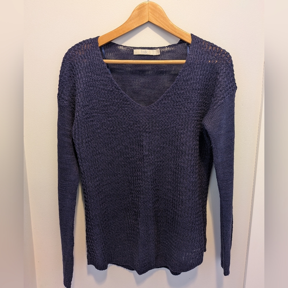twik Navy Blue V-Neck Knit Sweater